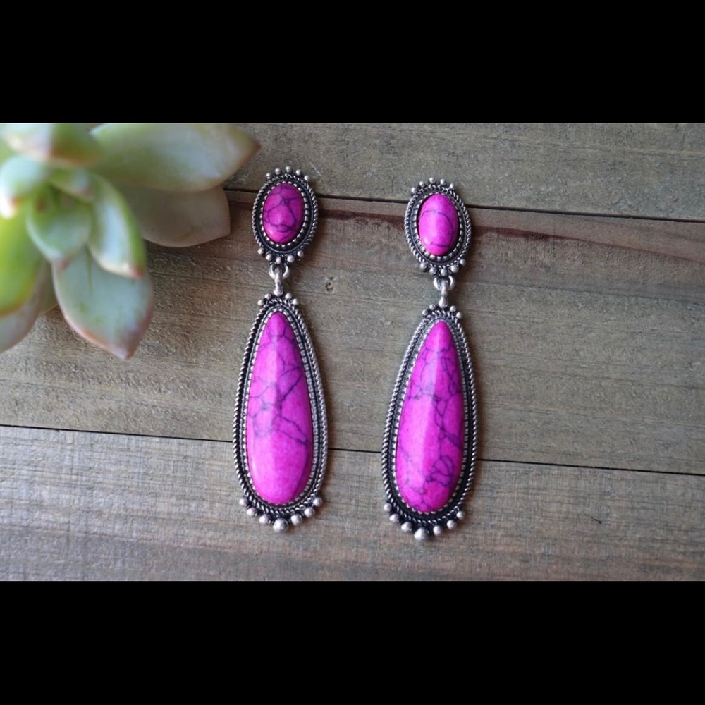 Fuschia teardrop earrings